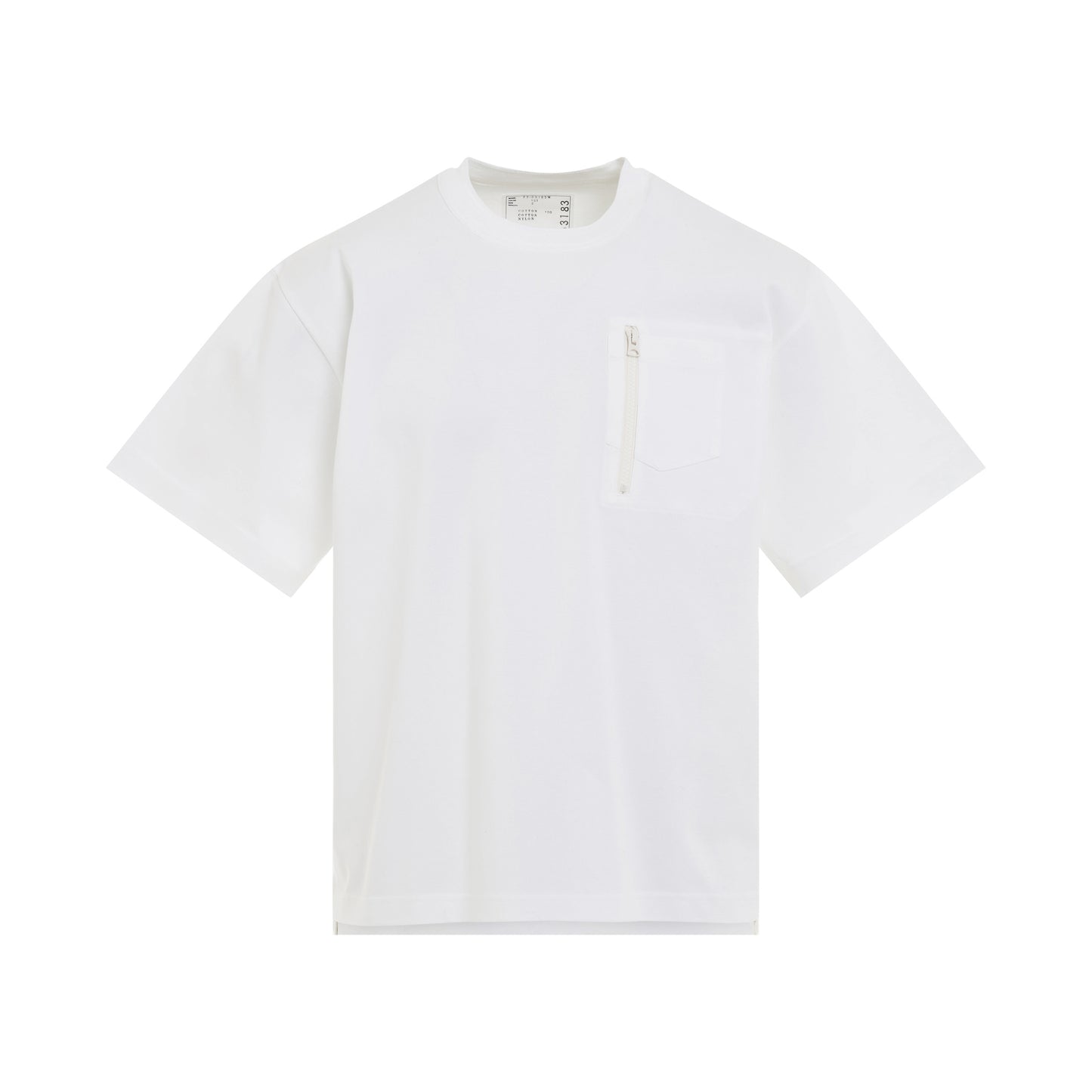 Cotton Jersey Zip T-Shirt in White