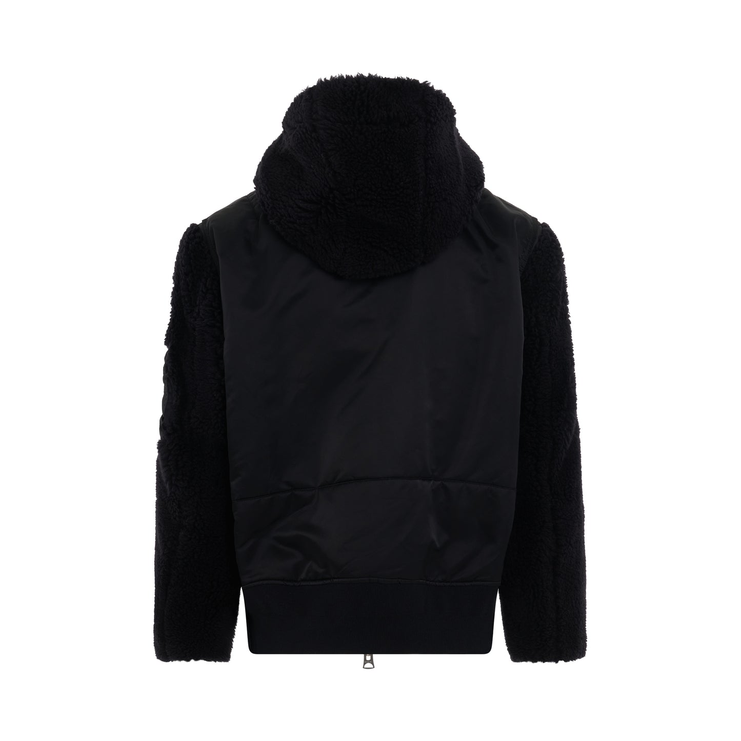 Faux Shearling x Nylon Twill Blouson in Black