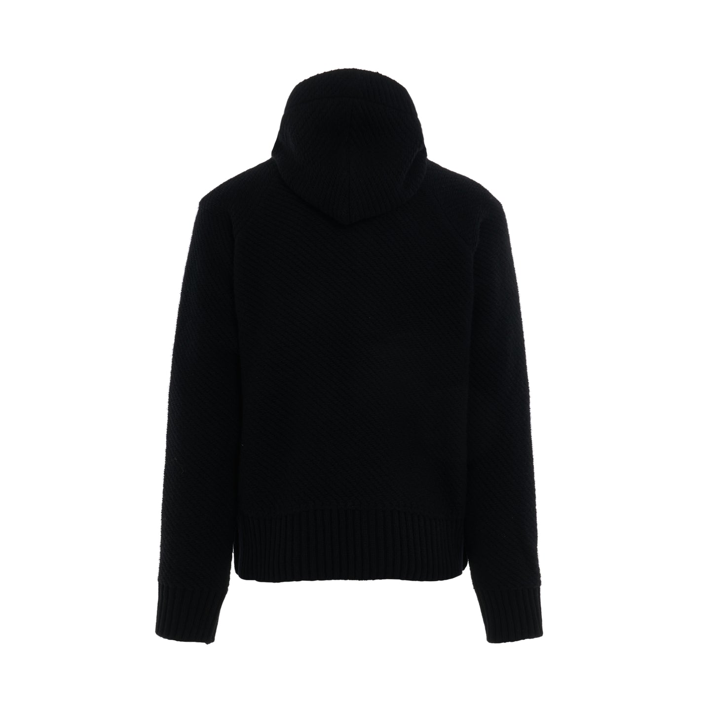 Wool Knit Zip Blouson in Black