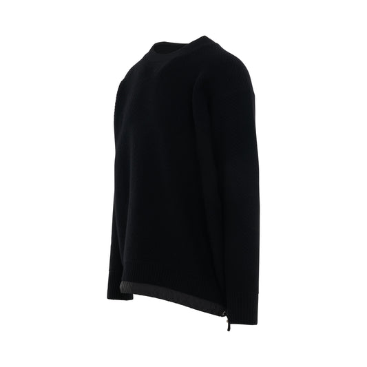 Wool Knit Pullover in Black