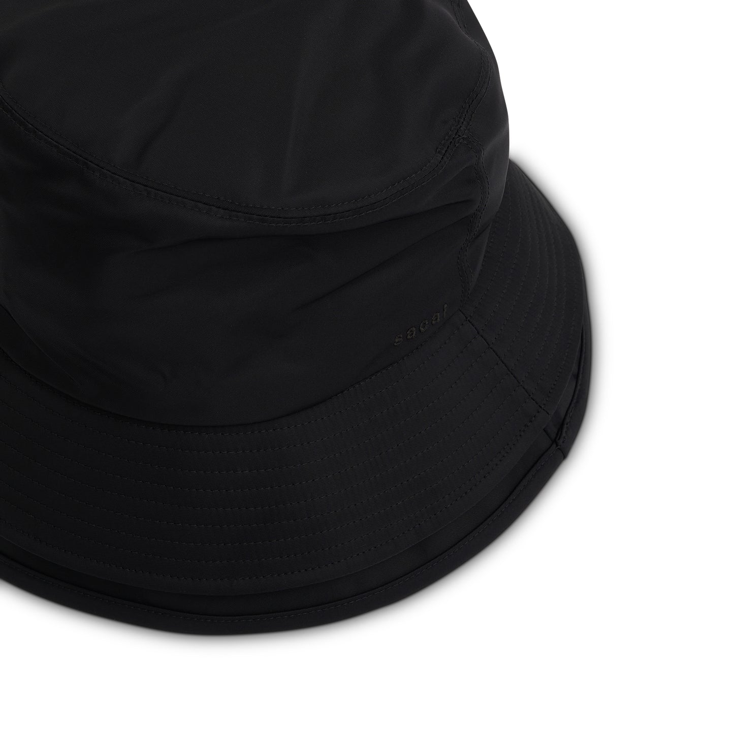 Double Brim Nylon Twill Hat in Black