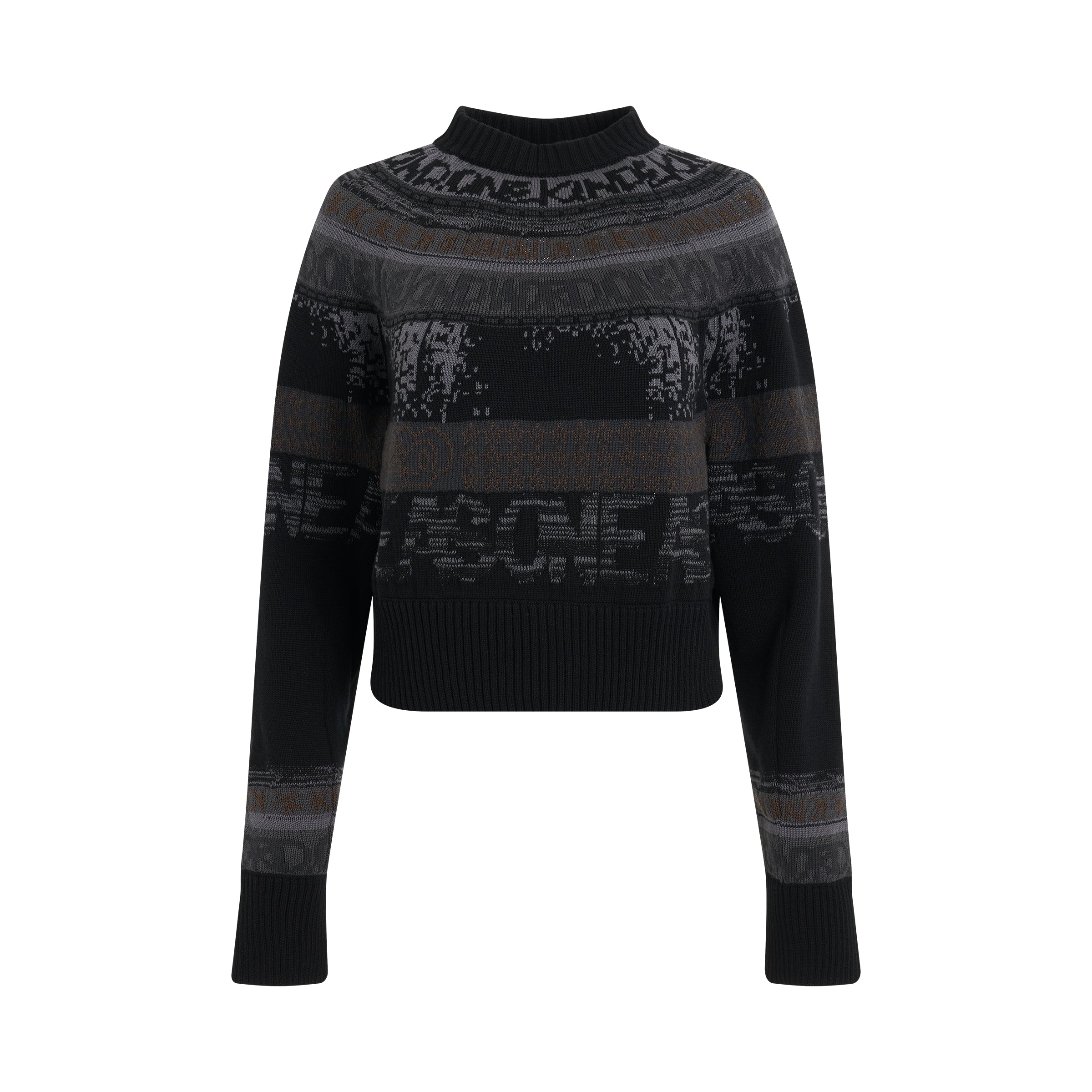 Eric Haze Knit Jacquard Pullover in Black