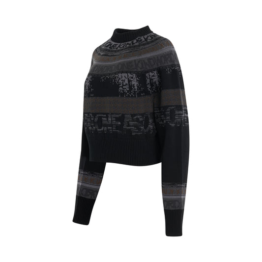 Eric Haze Knit Jacquard Pullover in Black