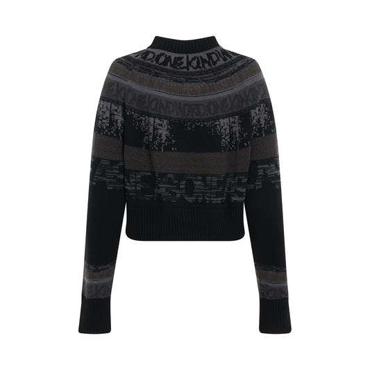 Eric Haze Knit Jacquard Pullover in Black