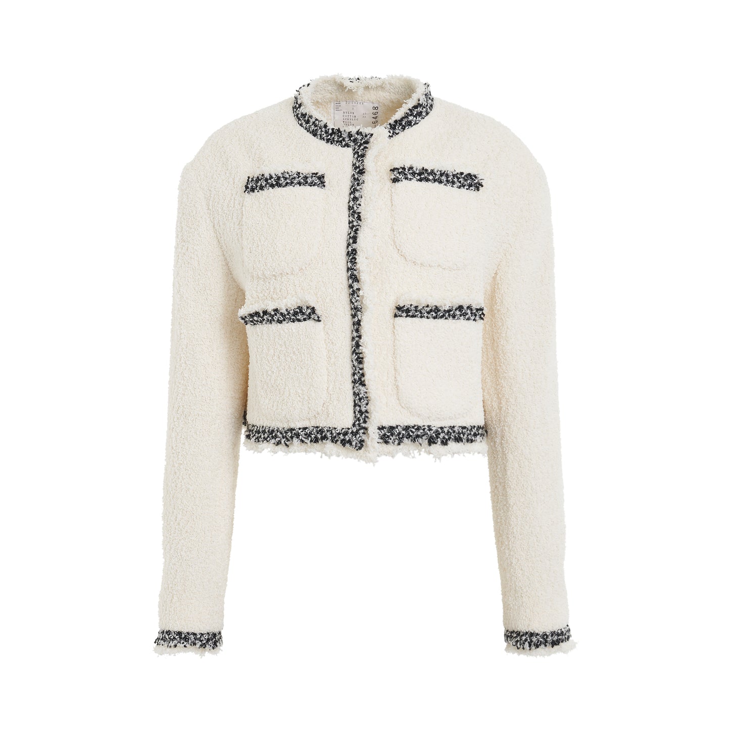 Cropped Tweed Jacket in Off White