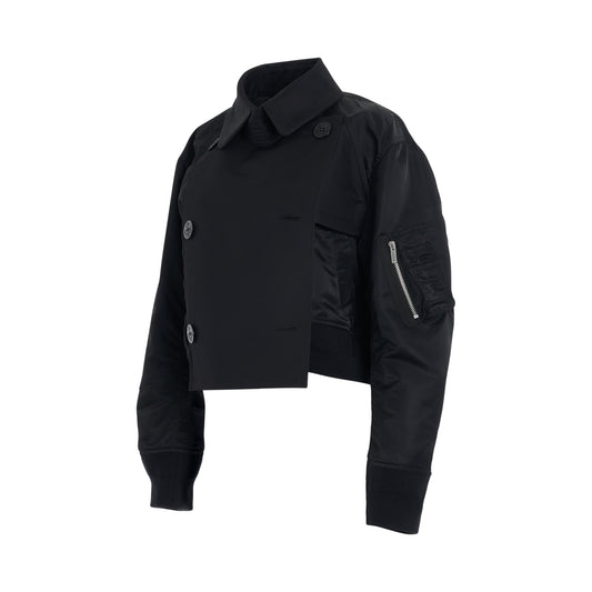 Nylon Twill Multi Panel Jacket in Black