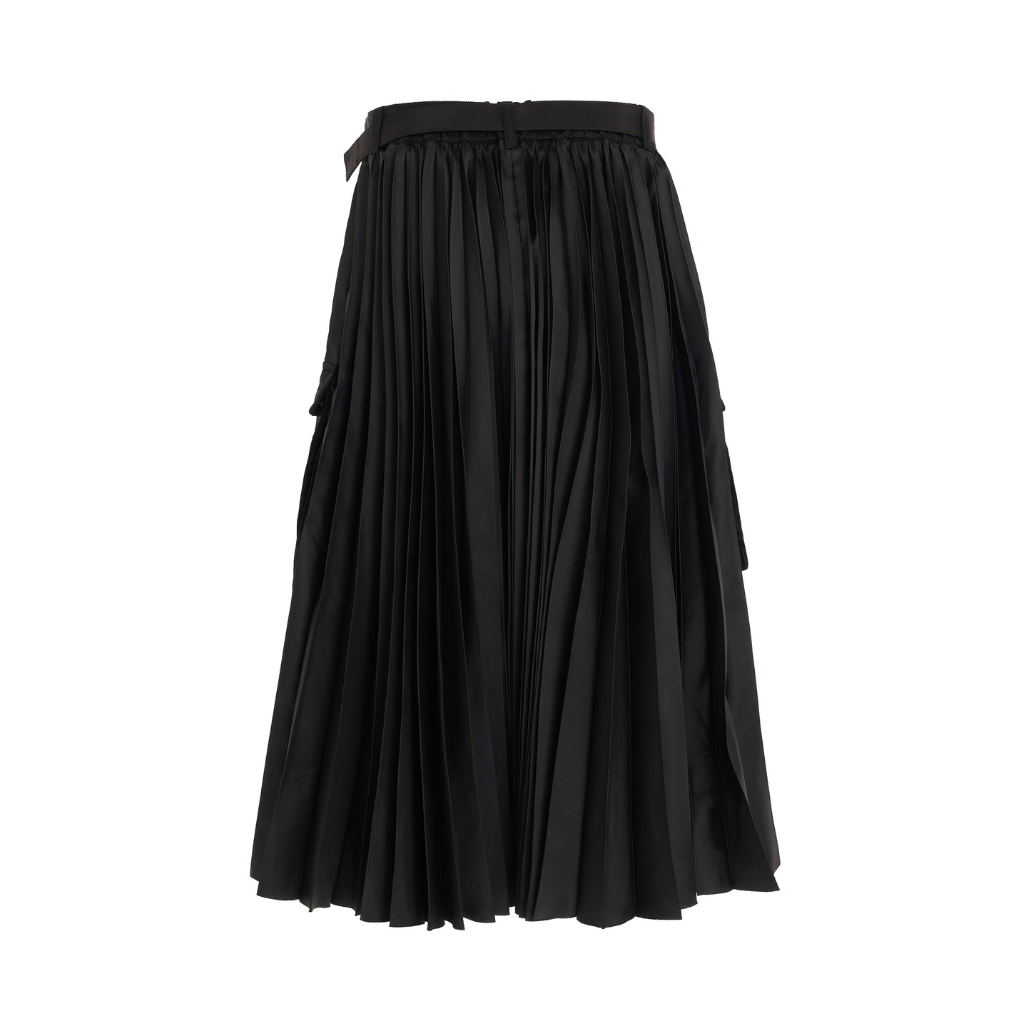 Nylon Twill Skirt with Pockets in Black