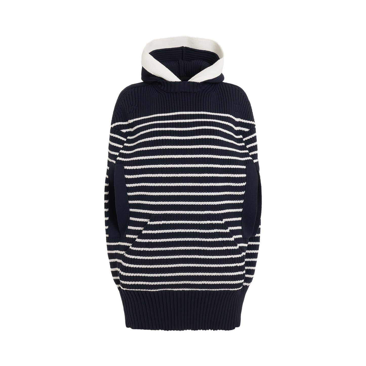 Horizontal Stripe Knit Cape in Navy