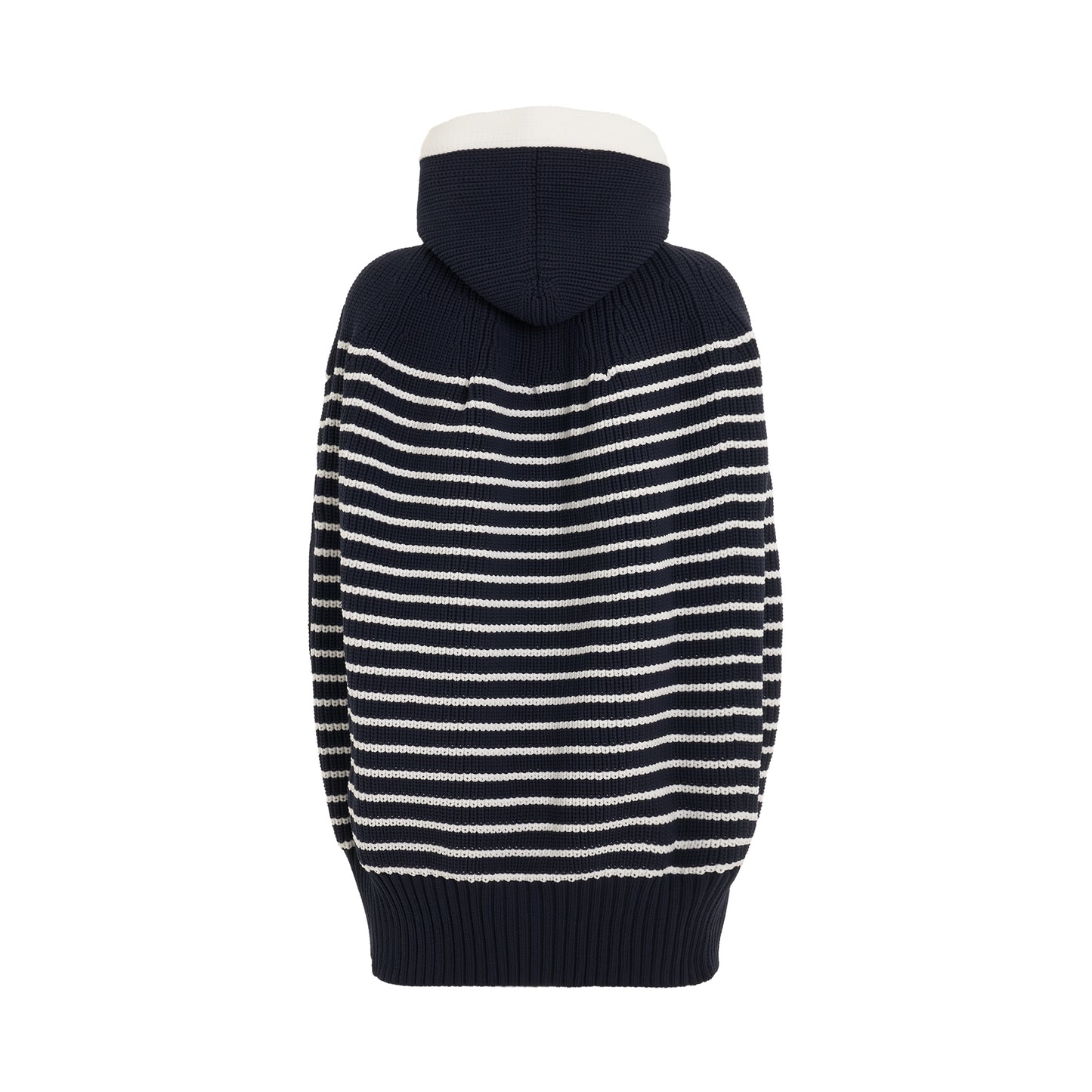 Horizontal Stripe Knit Cape in Navy