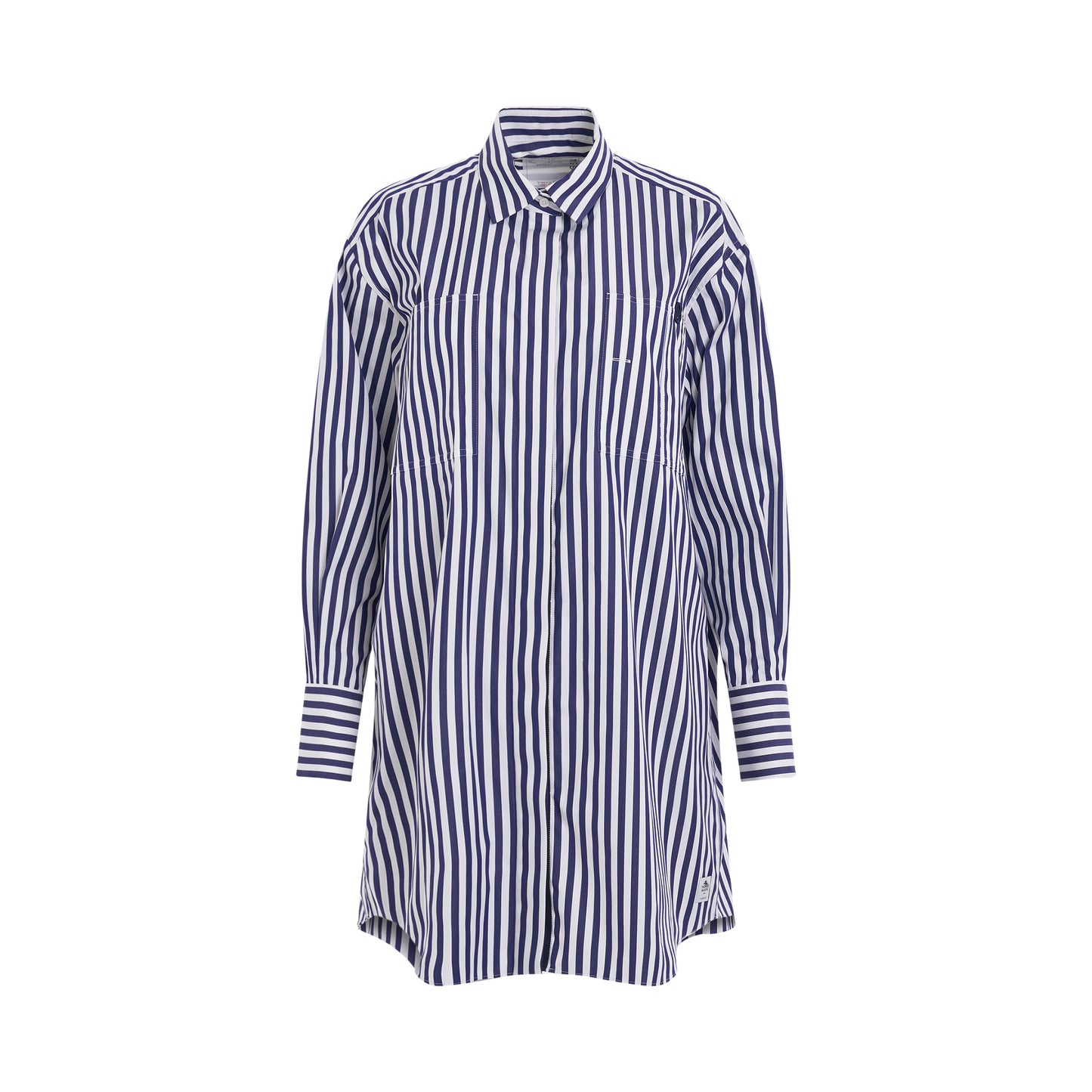 Thomas Mason S Cotton Poplin L/S Shirt in Navy Stripe