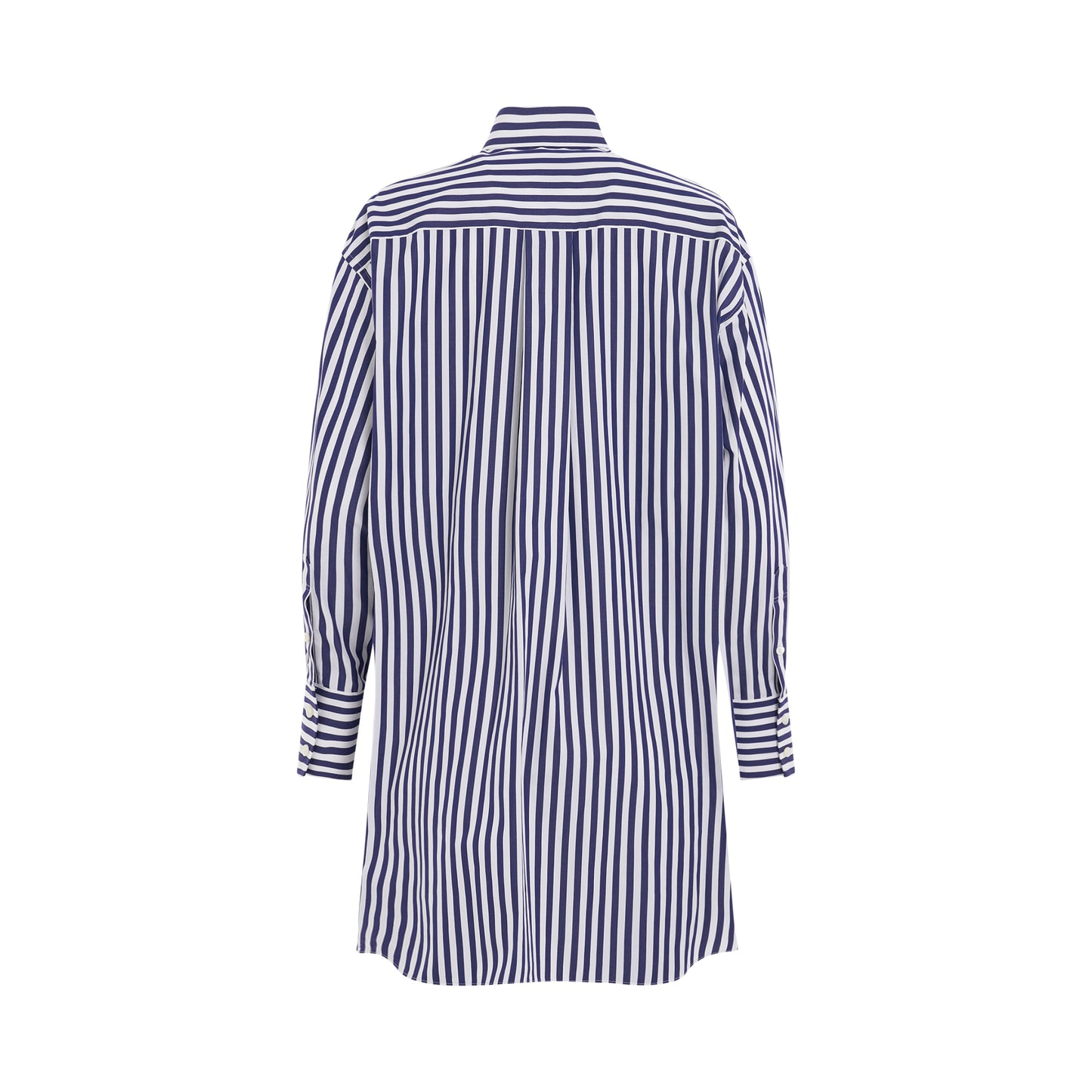 Thomas Mason S Cotton Poplin L/S Shirt in Navy Stripe