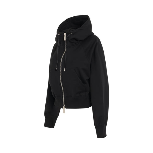 S Sweat Jersey Zip Up Hoodie in Black