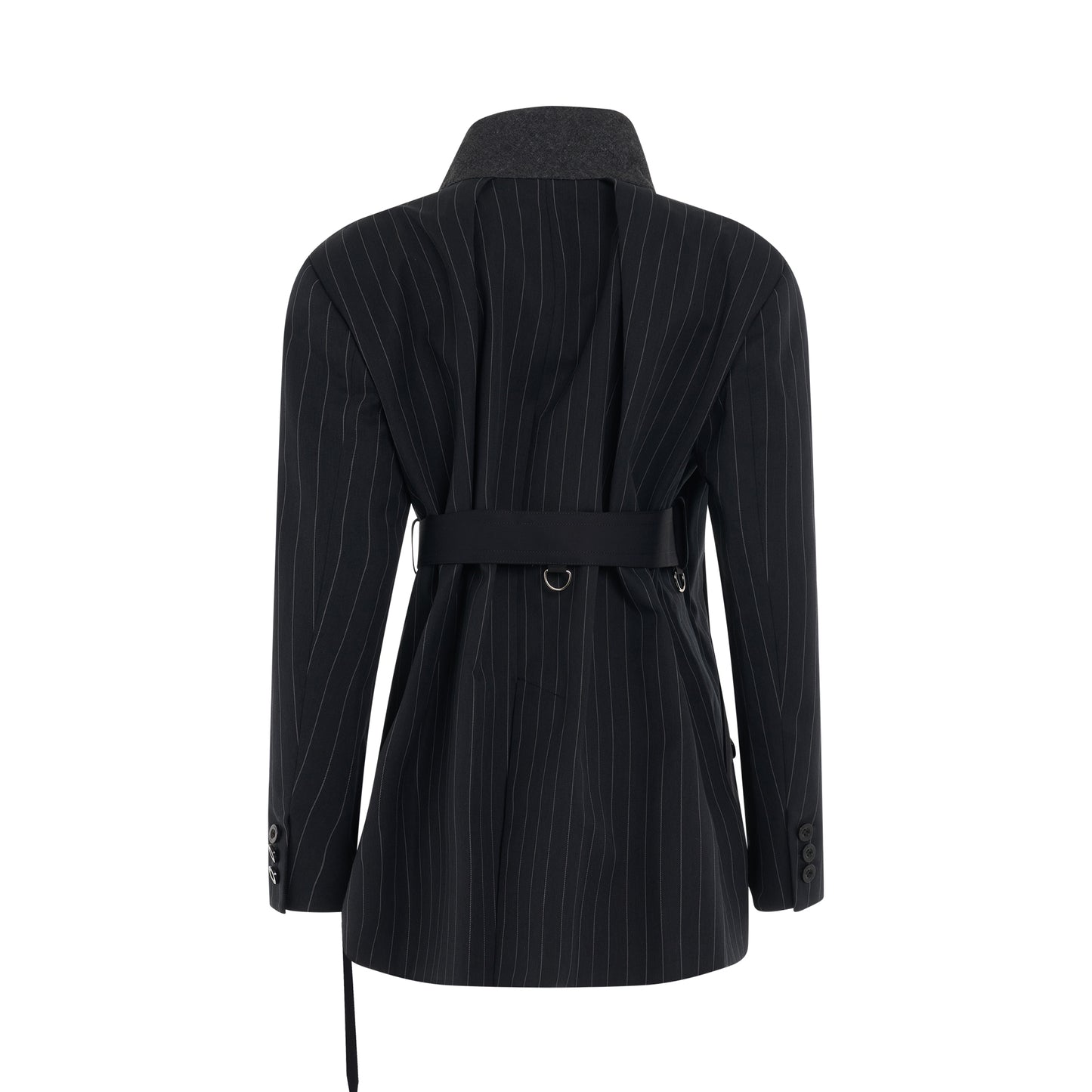 Panelled Chalk Stripe Jacket in Navy