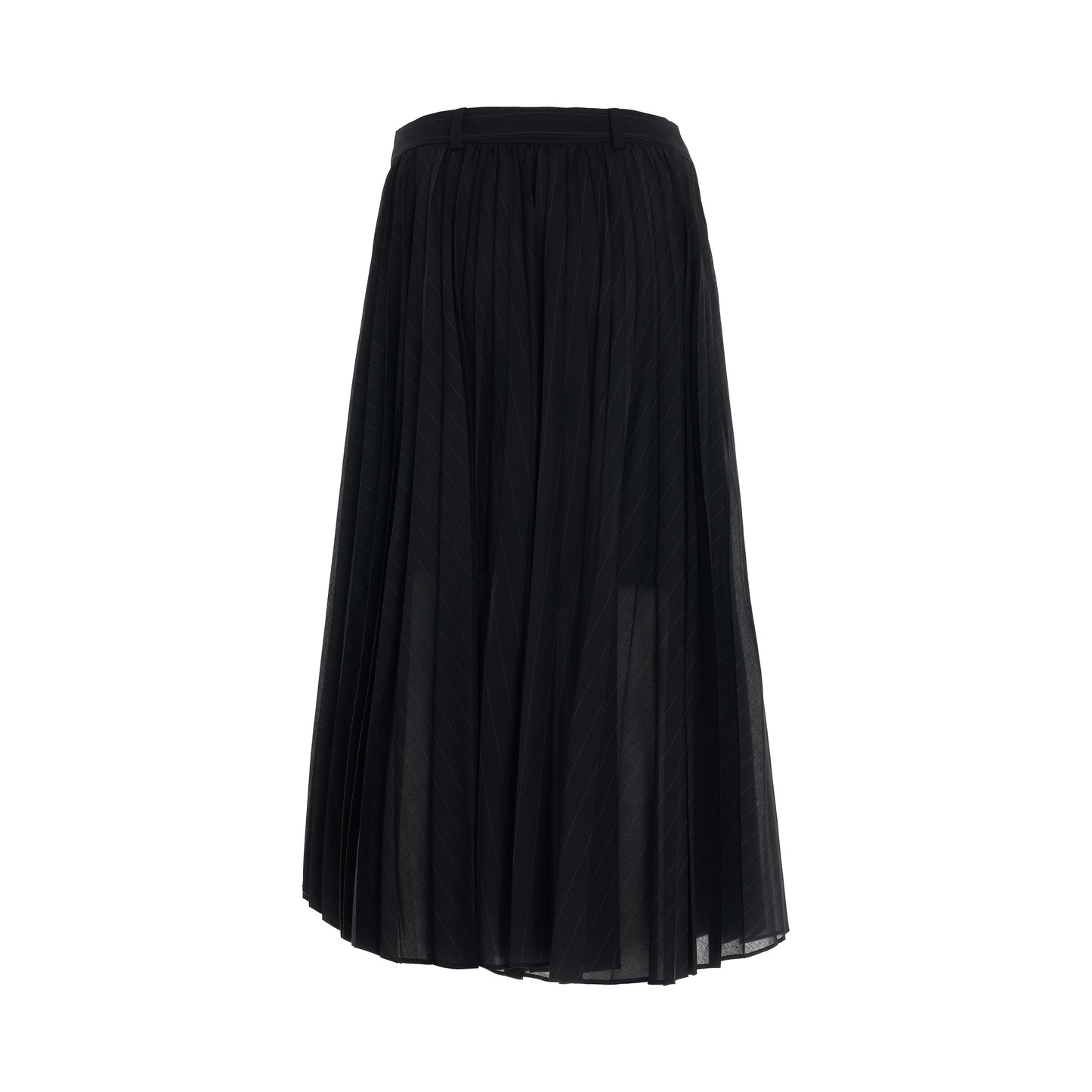 Chalk Stripe Skirt with Belt in Navy