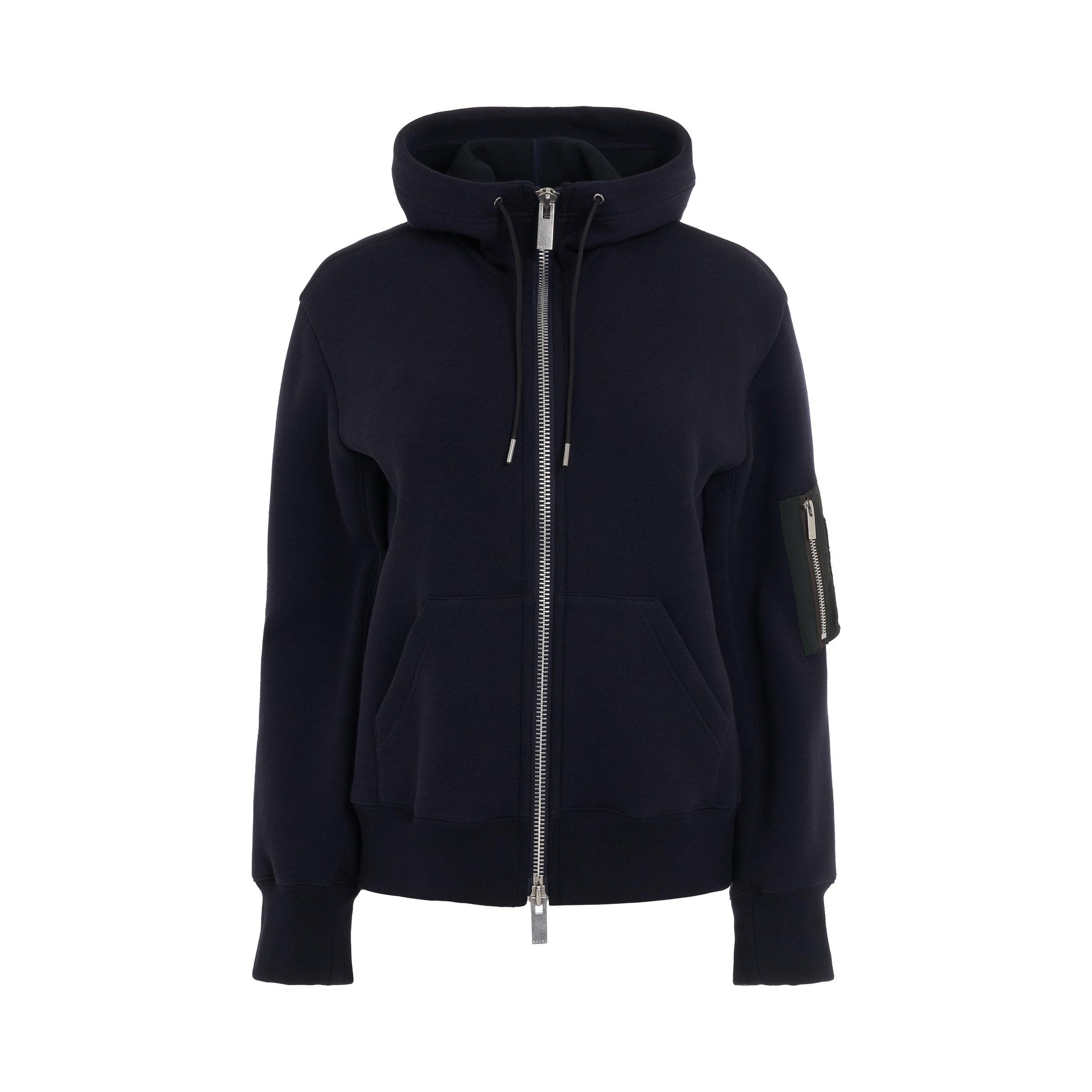 Nylon Twill x Sponge Sweat Hoodie in Navy/Khaki