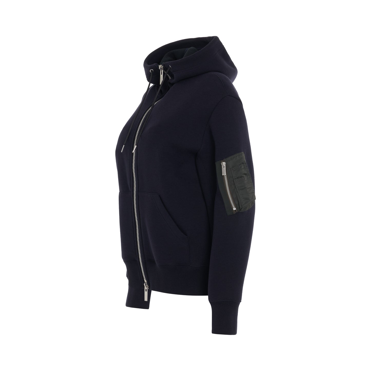 Nylon Twill x Sponge Sweat Hoodie in Navy/Khaki