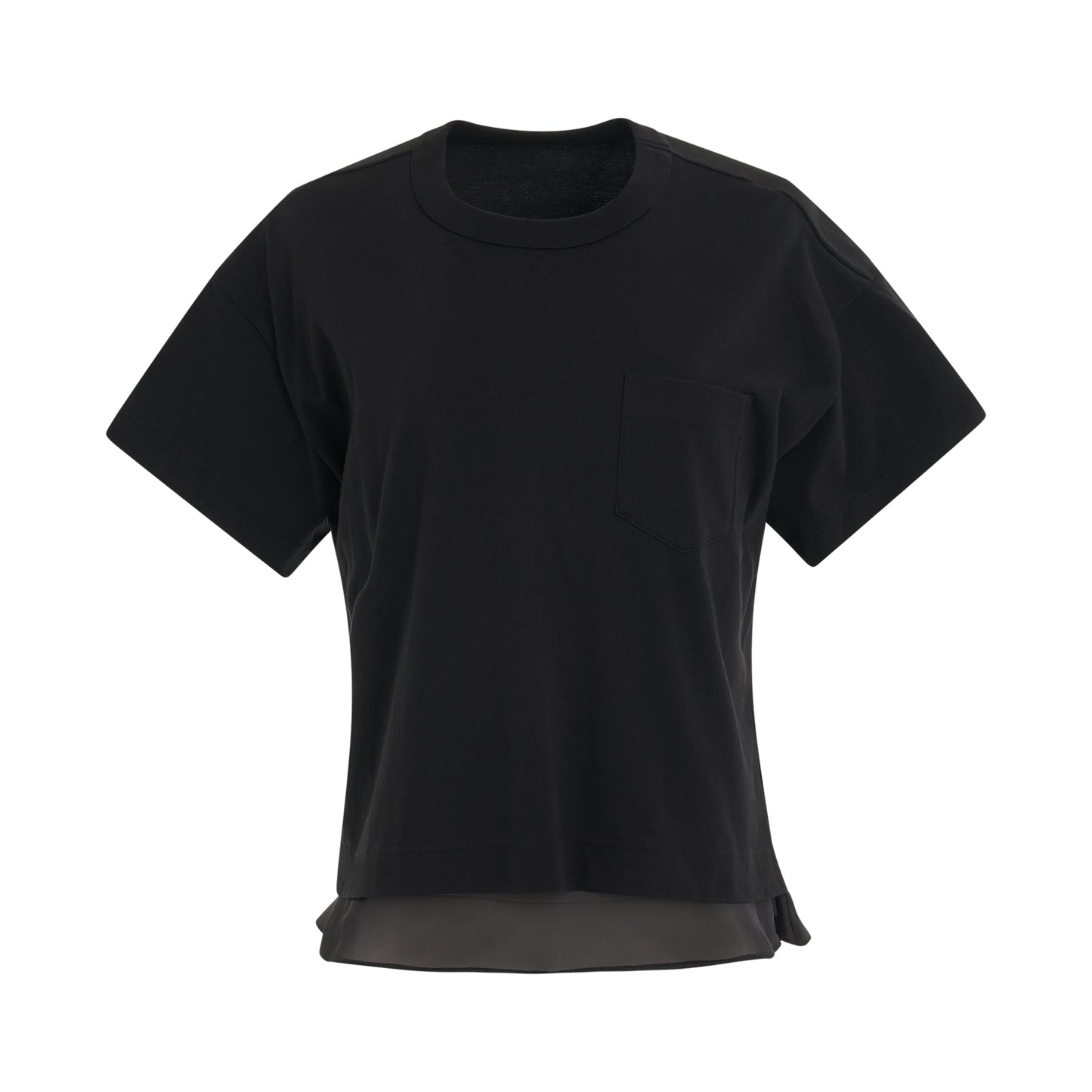 Cotton Jersey T-Shirt with Pocket in Black