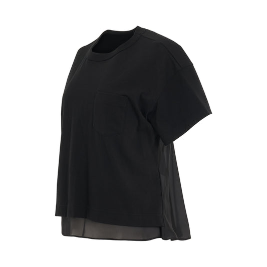 Cotton Jersey T-Shirt with Pocket in Black