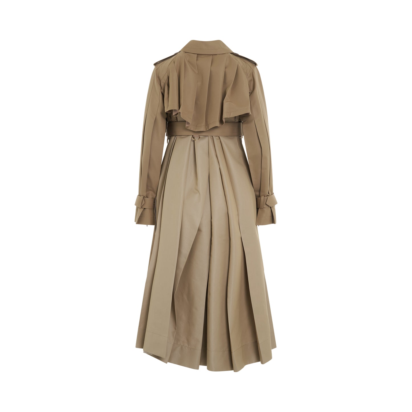 Cotton Gabardine Pleated Coat in Beige