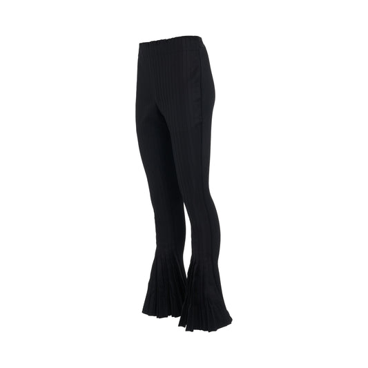 Cotton Gabardine Pleated Pants in Black