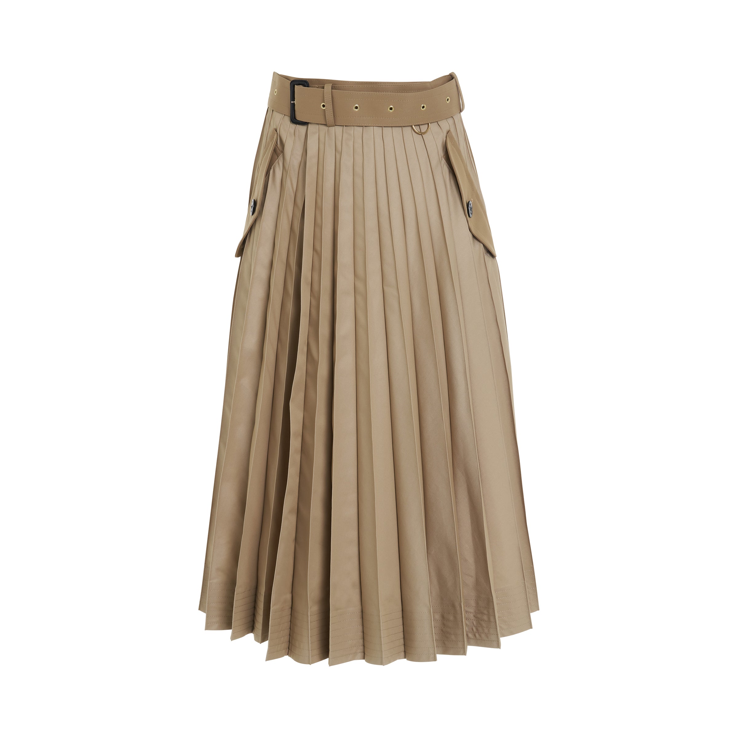 SACAI Cotton Gabardine Pleated Skirt in Beige – MARAIS