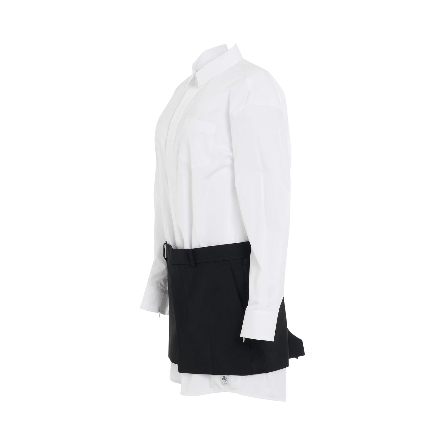 Thomas Mason Cotton Poplin Suiting Dress in Off White/Black