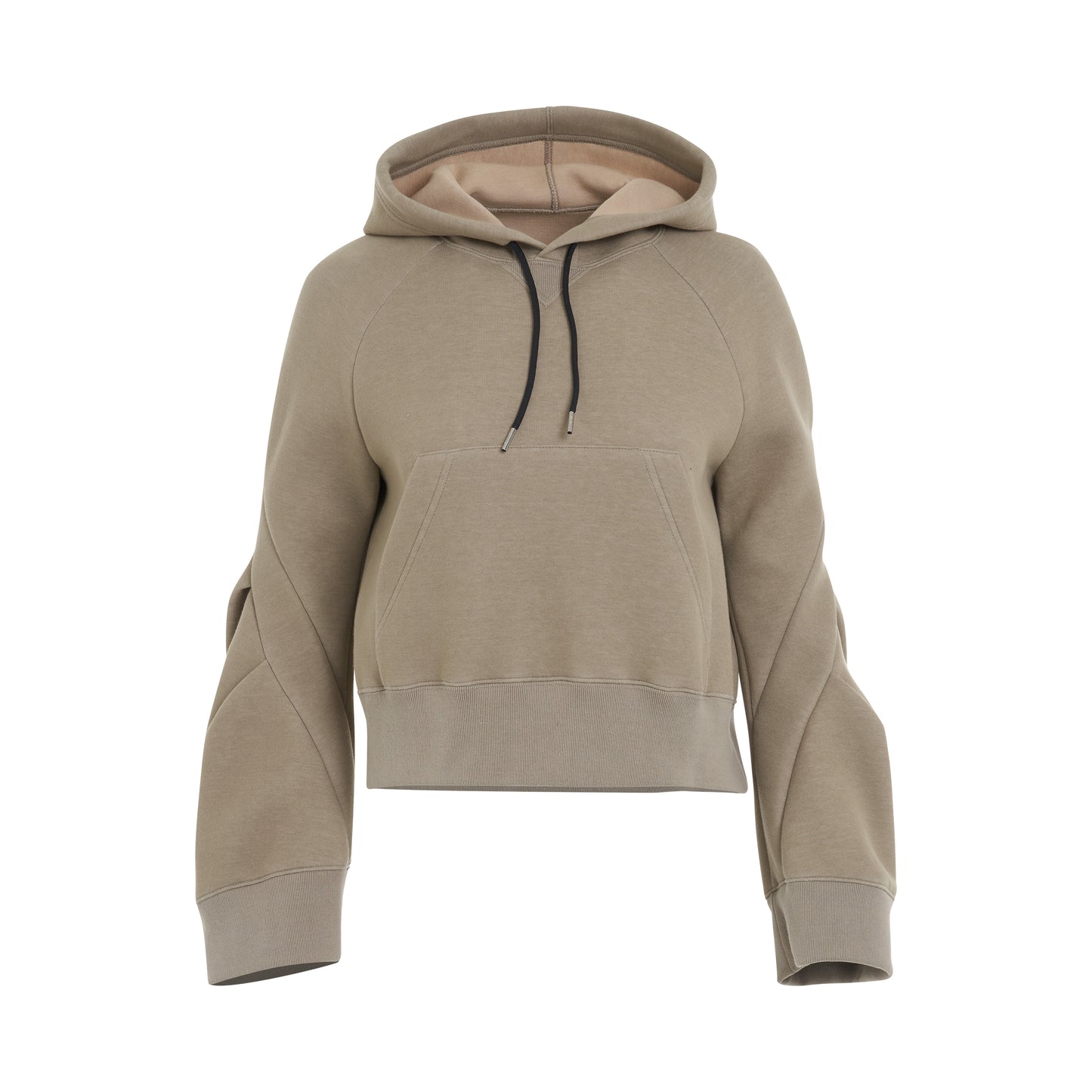 Sponge Sweat Hoodie with Sleeve Detail in Light Khaki