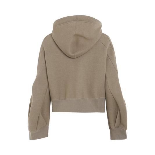 Sponge Sweat Hoodie with Sleeve Detail in Light Khaki