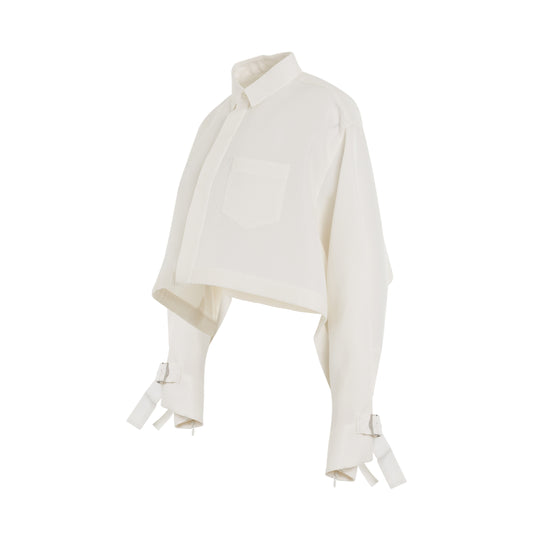 Double Faced Silk Cotton Shirt in Off White