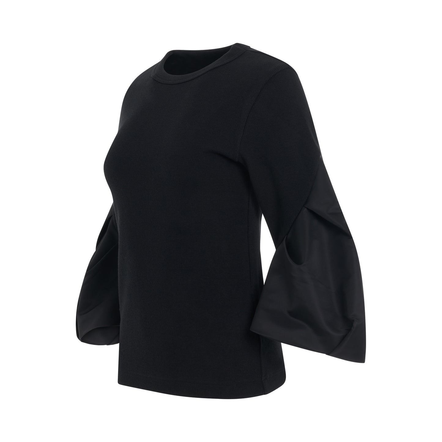 SACAI Nylon Twill Mix Cotton Jersey Pullover in Black – MARAIS