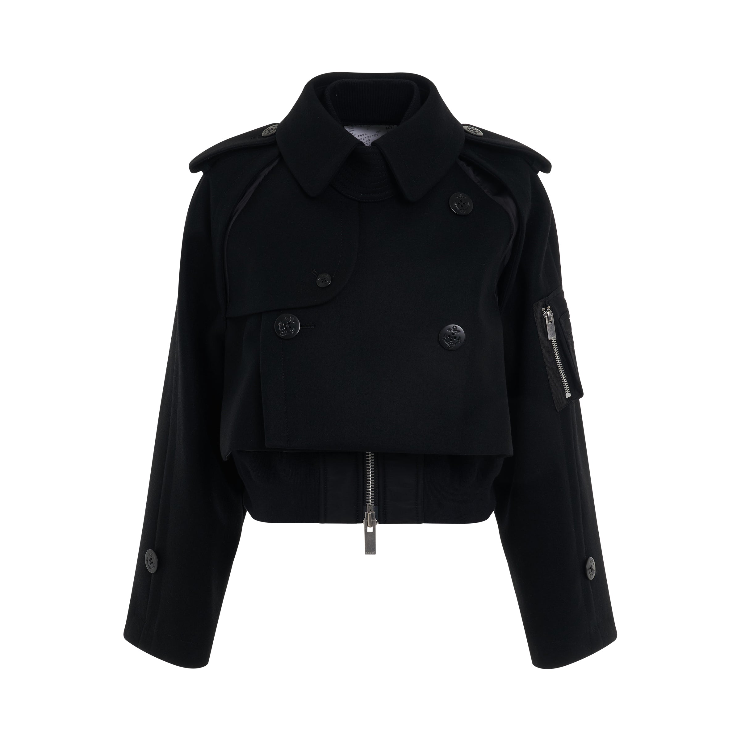 Wool Melton Mix Blouson in Black