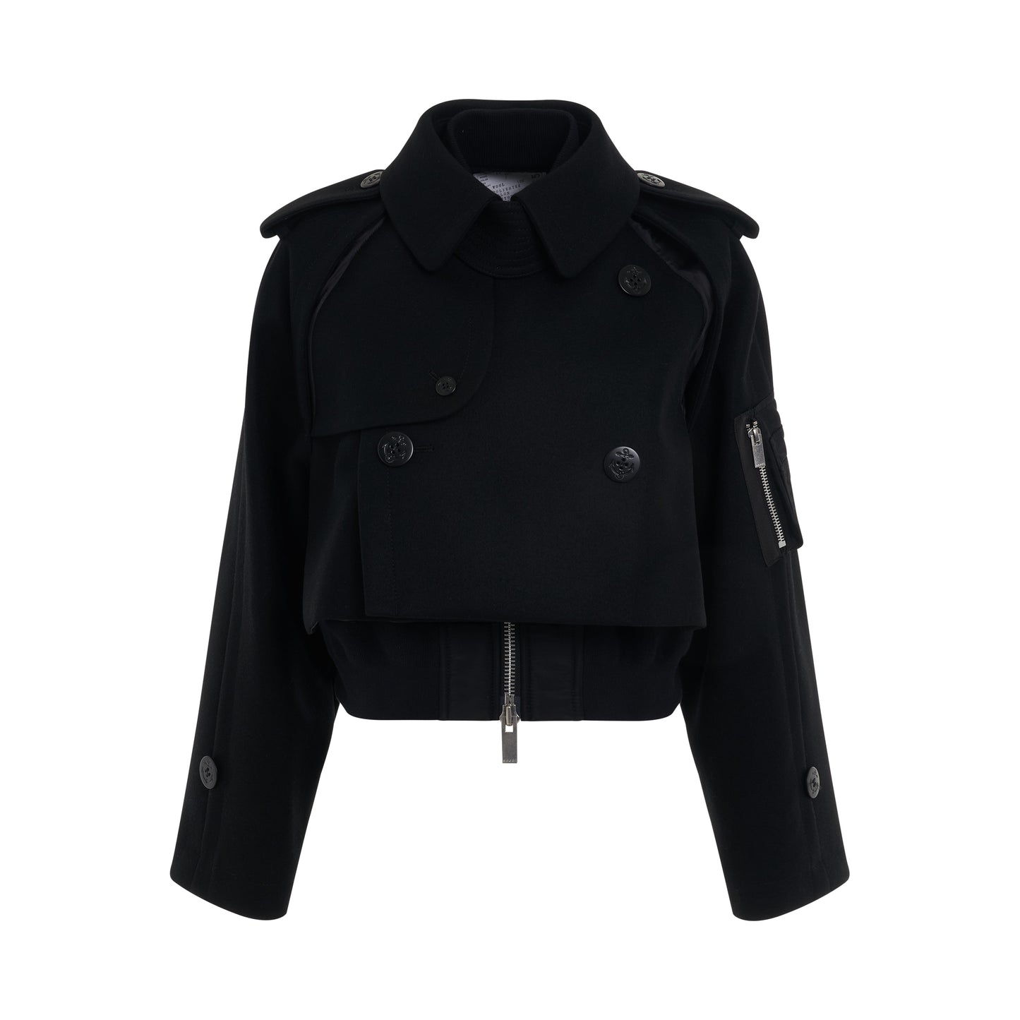 Wool Melton Mix Blouson in Black