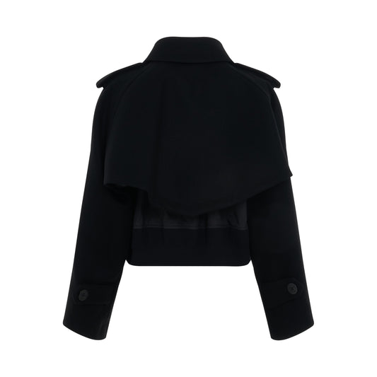 Wool Melton Mix Blouson in Black