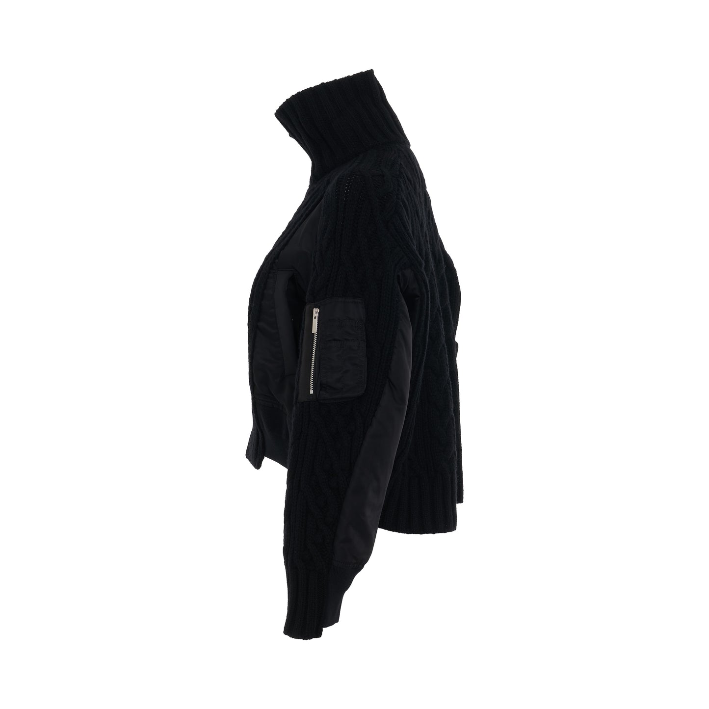 Nylon Twill x Knit Blouson in Black