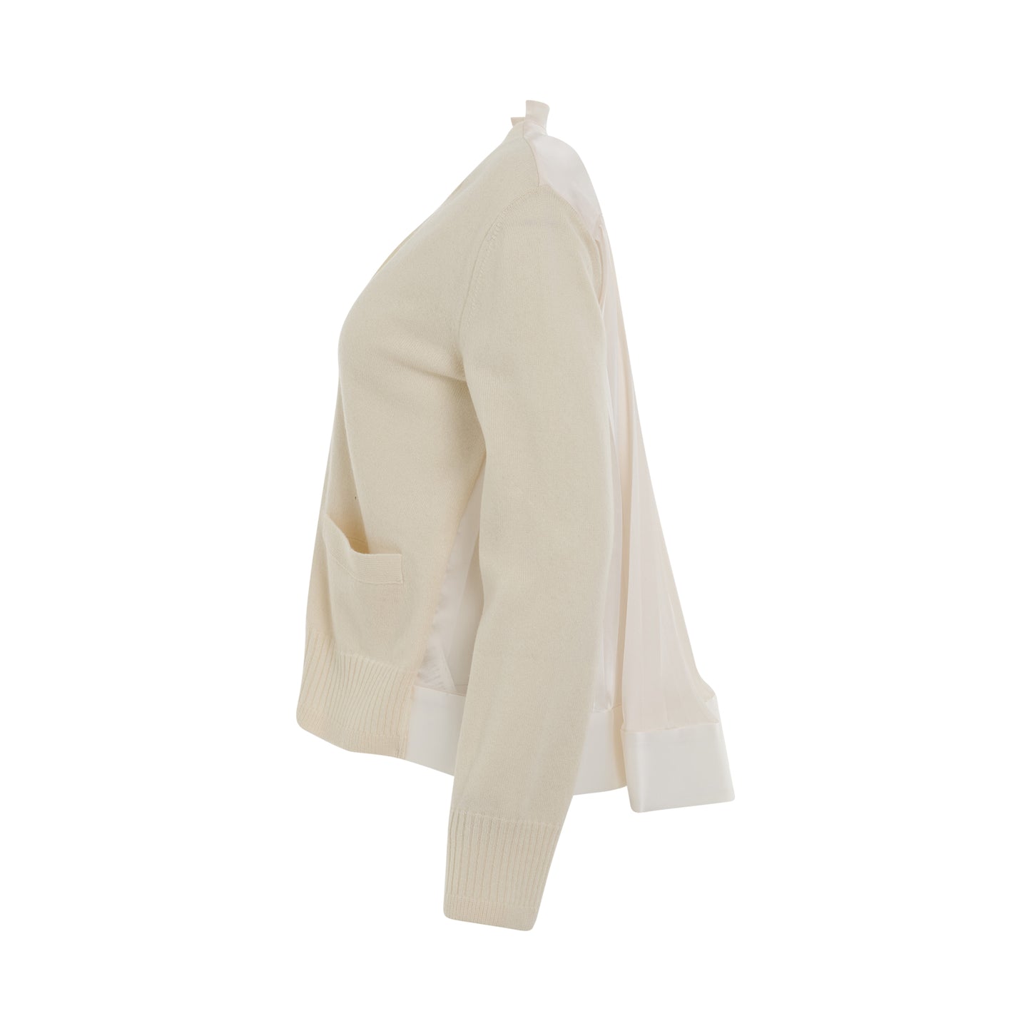 Wool Knit Cardigan in Off White