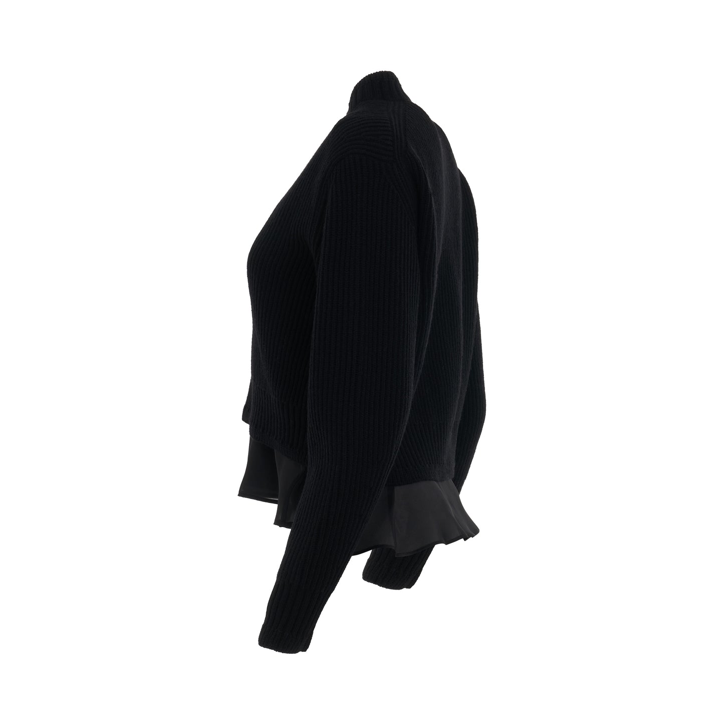 Wool Knit Blouson in Black