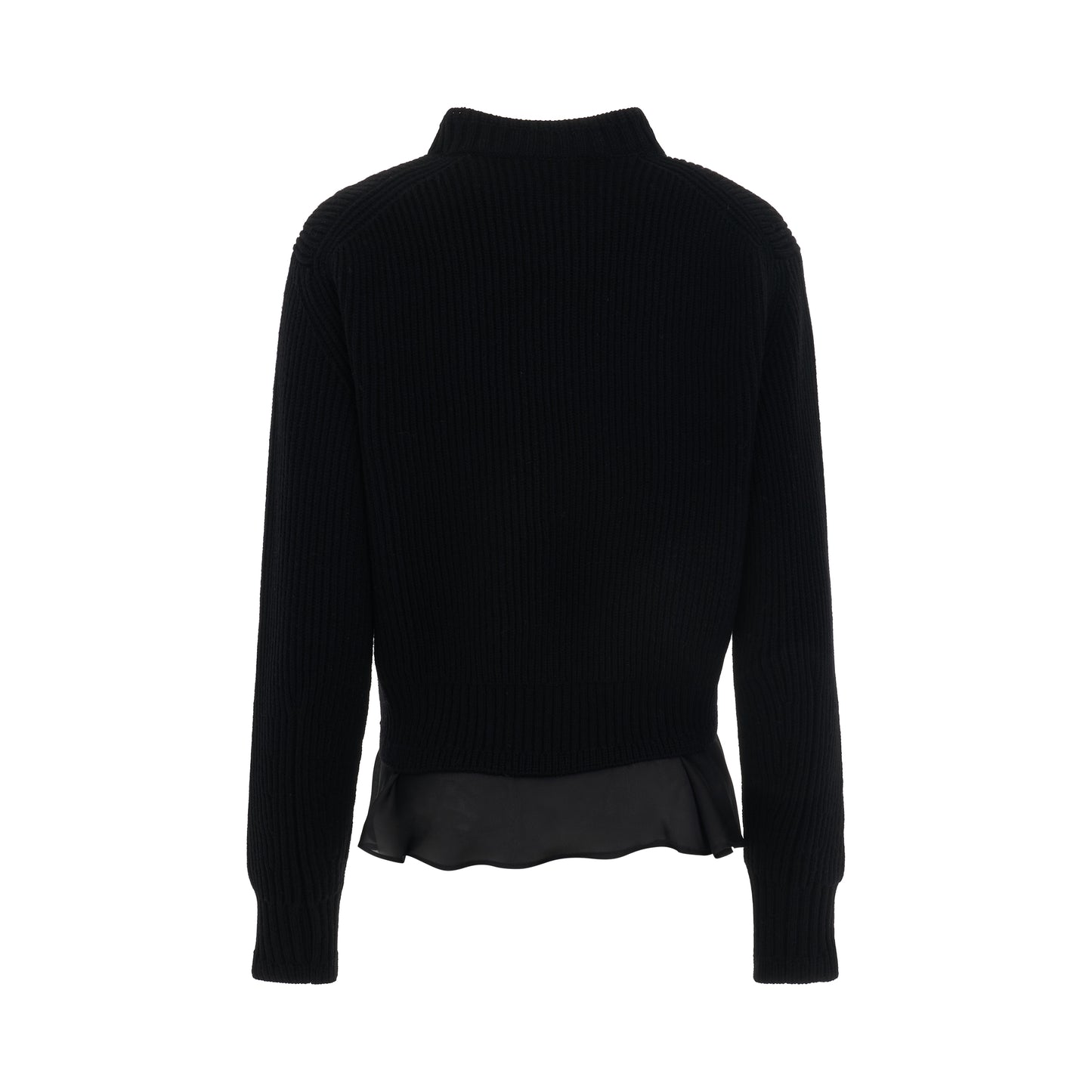 Wool Knit Blouson in Black