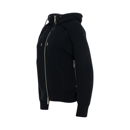 Sponge Sweat Side Zip Hoodie in Black