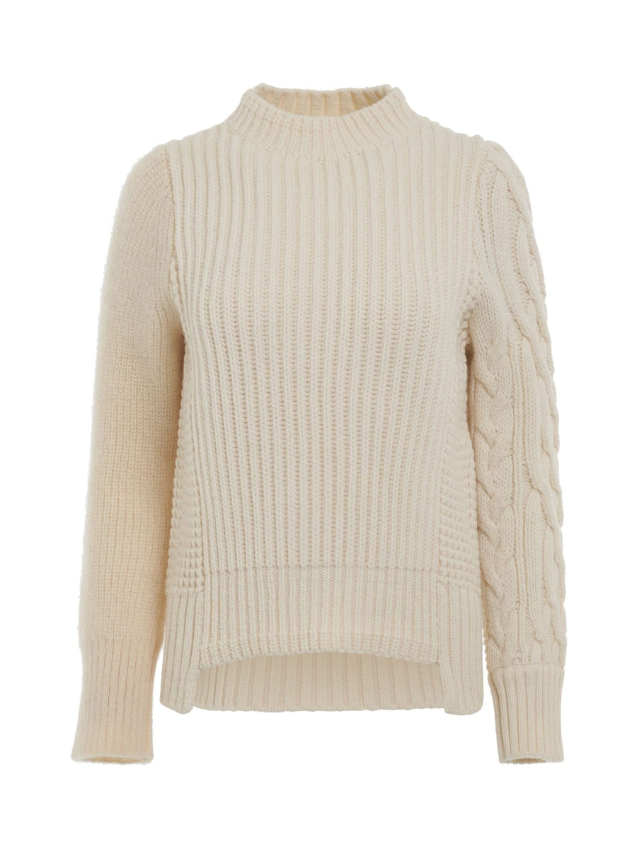 Wool Mohair Knit Pullover in Off White