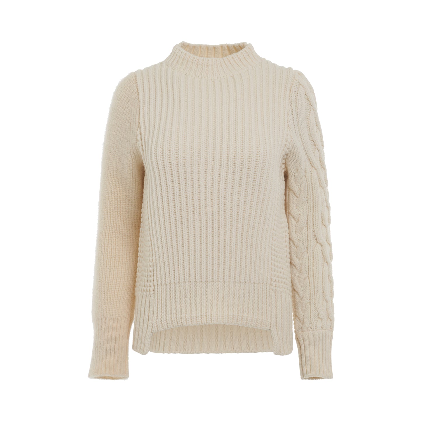 Wool Mohair Knit Pullover in Off White