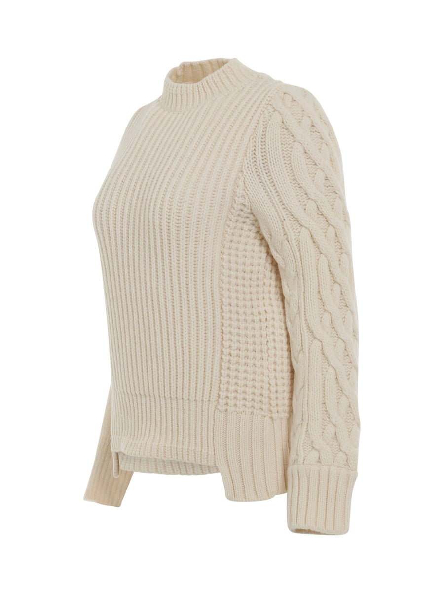 Wool Mohair Knit Pullover in Off White