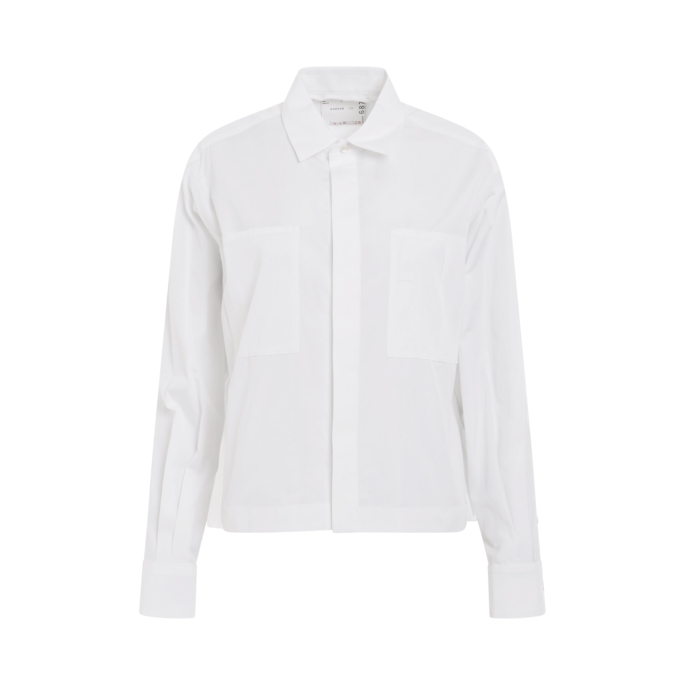 Thomas Mason Cotton Poplin Pocket Shirt in Off White