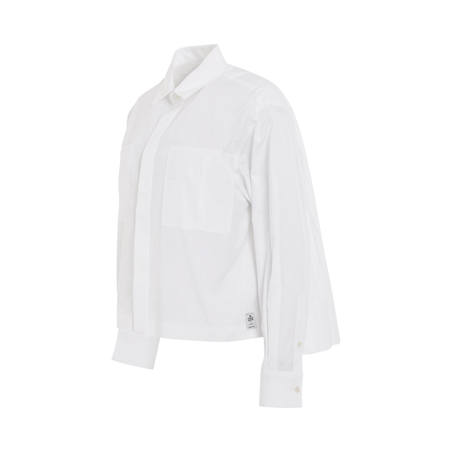 Thomas Mason Cotton Poplin Pocket Shirt in Off White