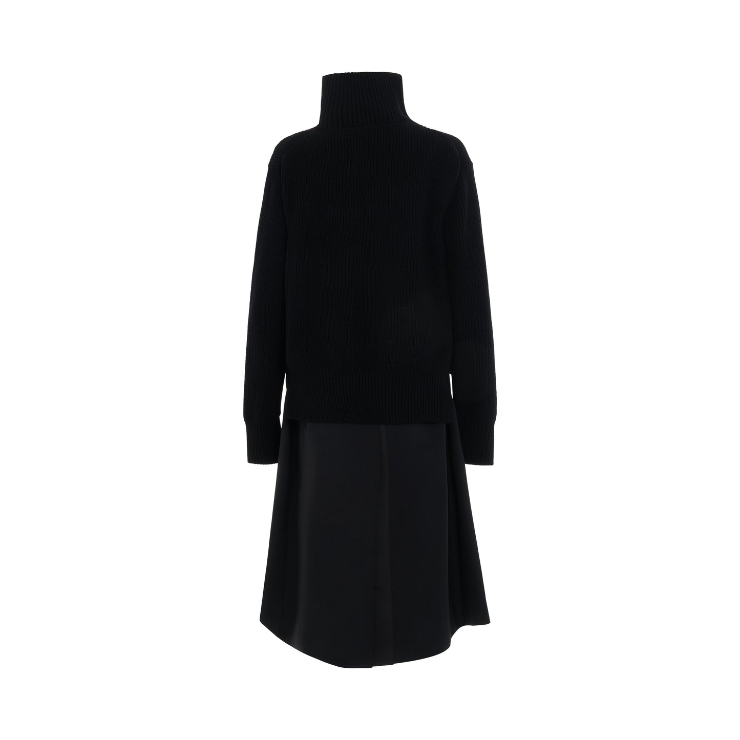 Wool Knit x Suiting Coat in Black