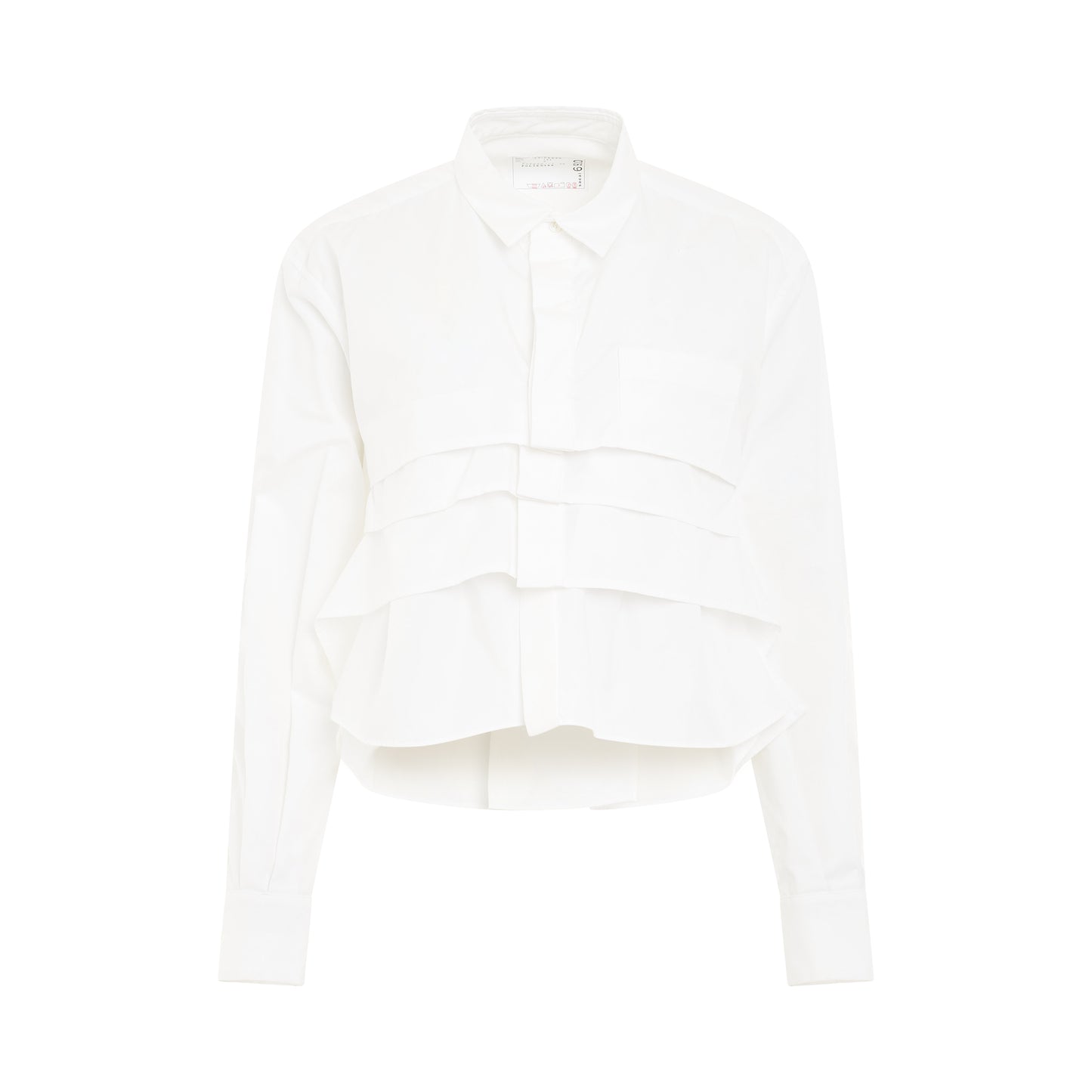 Cotton Cropped Poplin Shirt in Off White