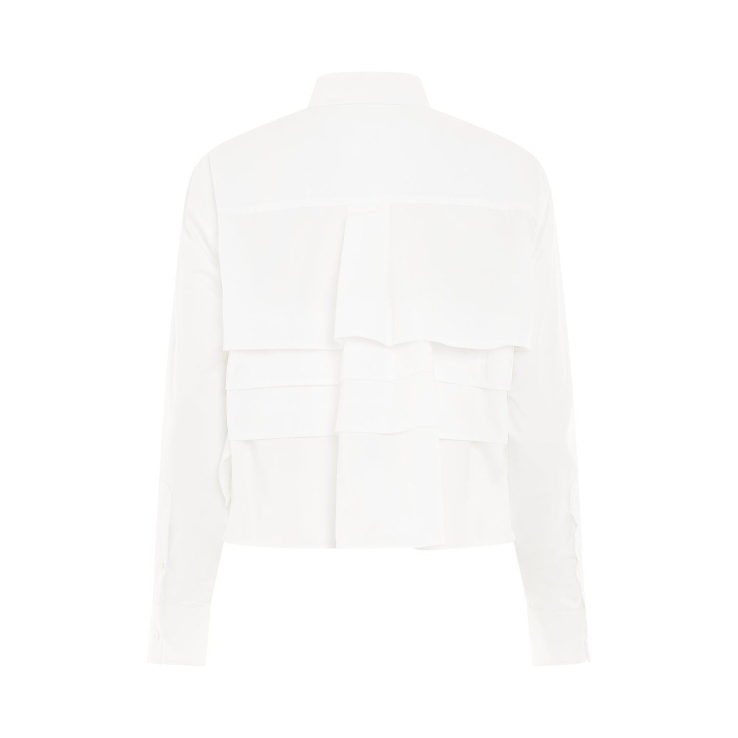 Cotton Cropped Poplin Shirt in Off White