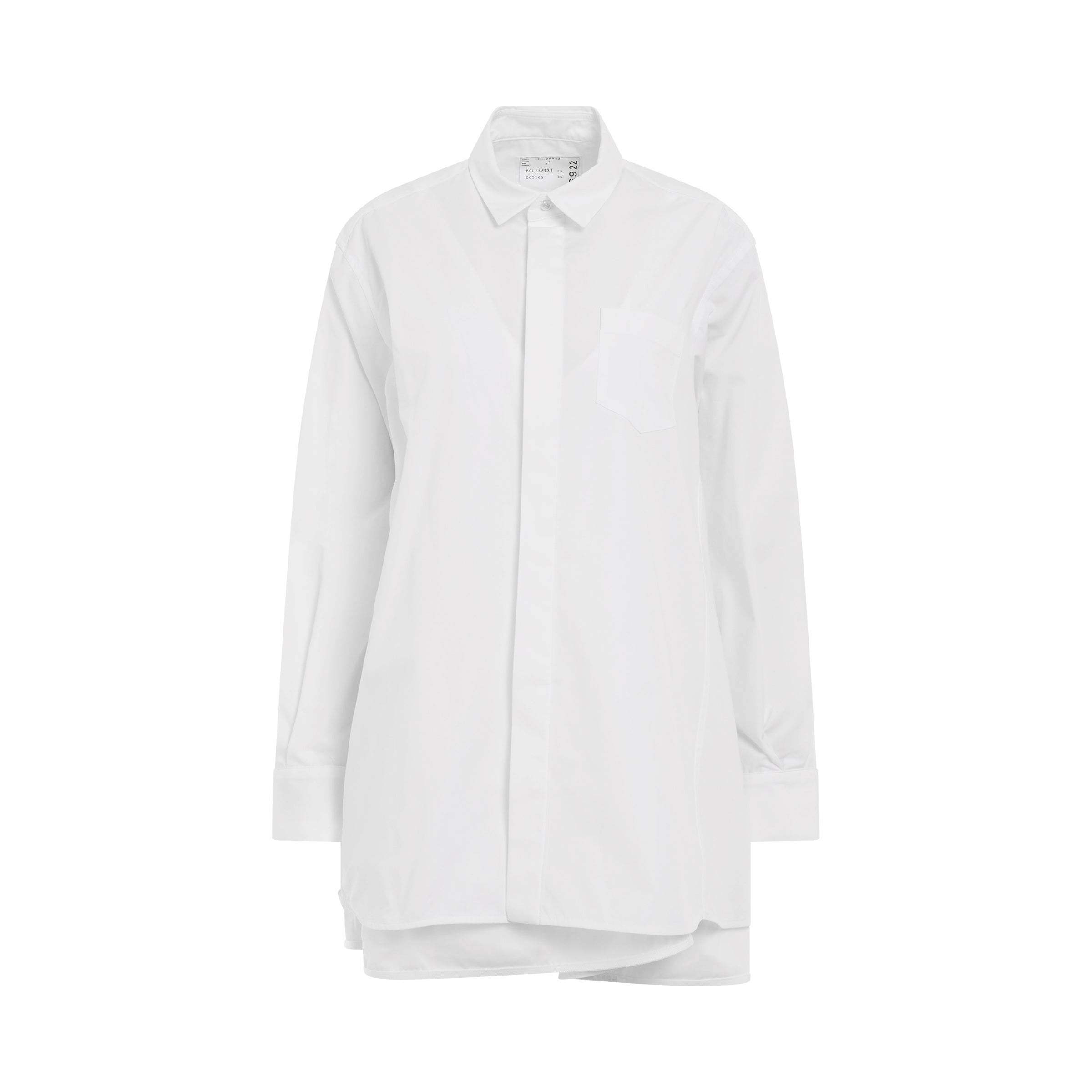 Cotton Layered Poplin Shirt in White