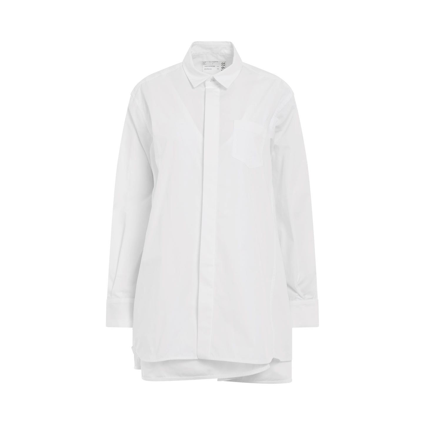 Cotton Layered Poplin Shirt in White