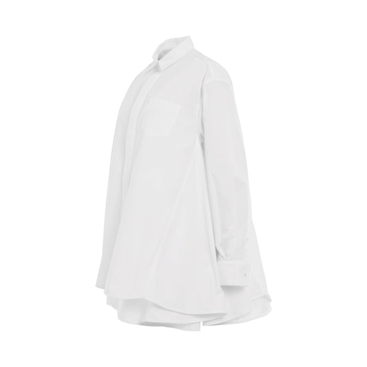 Cotton Layered Poplin Shirt in White