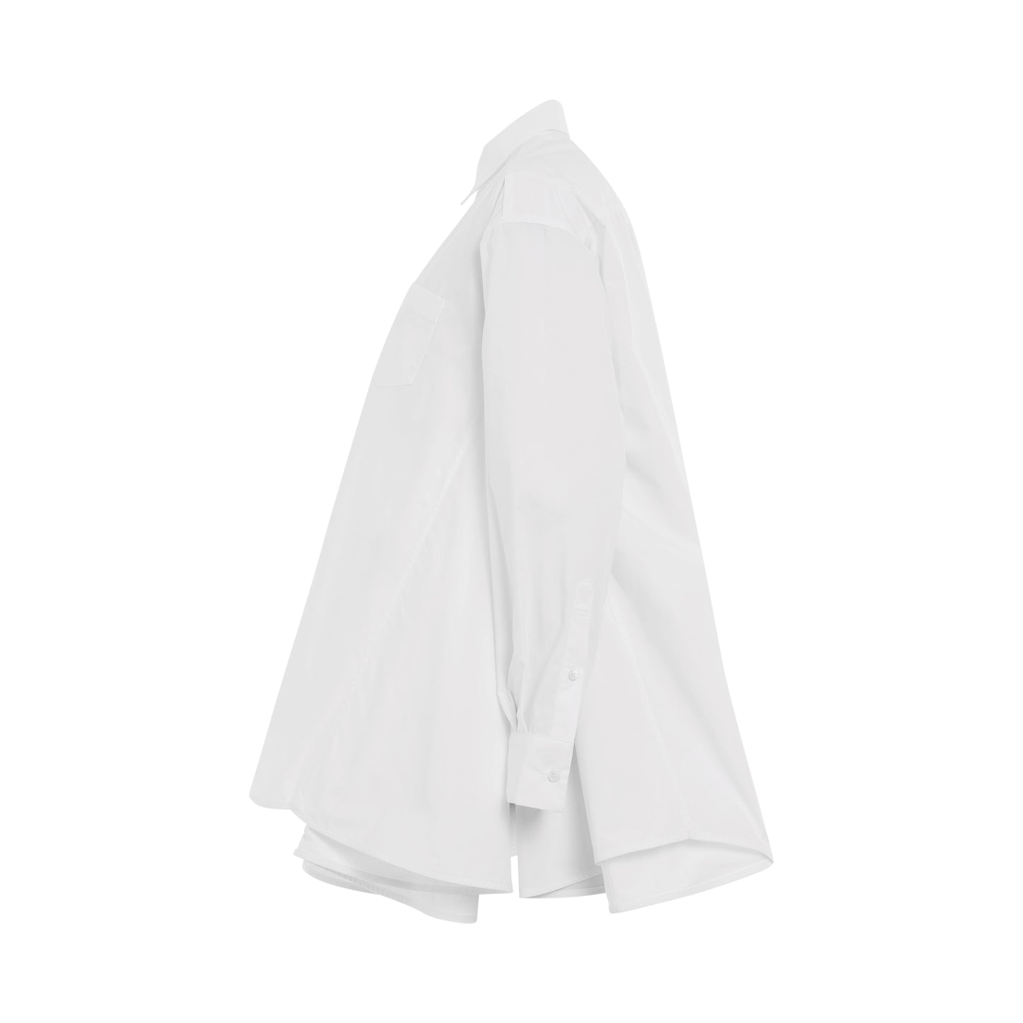 Cotton Layered Poplin Shirt in White